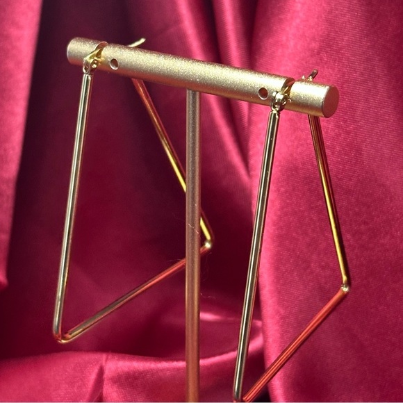 Gold Stainless Steel Geometric Hoop Earrings – Waterproof, Non-Tarnish, NWT - Picture 9 of 9